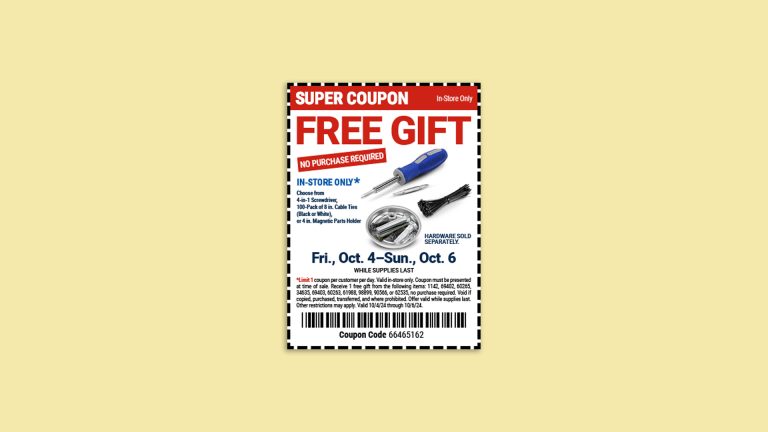 Choose A Free Gift At Harbor Freight (Screwdriver, Cable Ties, Etc)