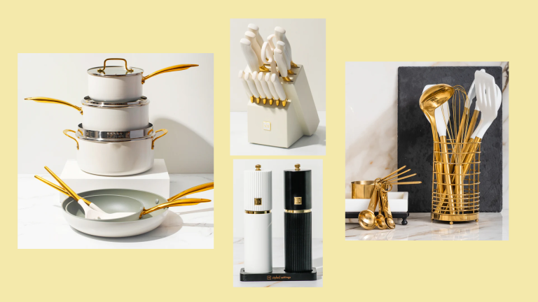 Winner Will Receive White & Gold Pots, Pans, Knives, Cooking Tools, Utensils & Pepper Mills – Giveaway by Styled Settings