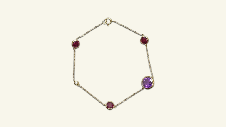 Winner Will Receive a 14k Yellow Gold Bracelet (An Amethyst, a Diamond, and 3 Rhodolite Stones) – Giveaway by Estate Diamond Jewelry