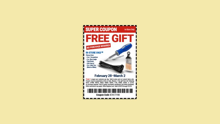 Get a Free Screwdriver, Paint Brush, Or Cable Ties At Harbor Freight (2/28 – 3/2 Only)